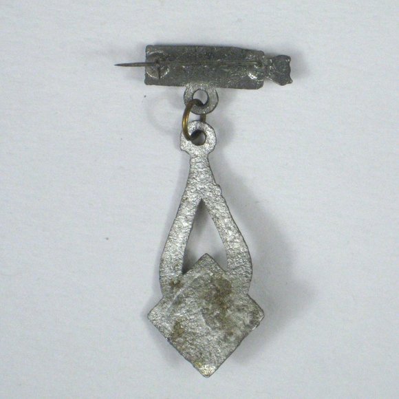 Brooch Pin Vintage Silvertone Dangle Rhinestone C Clasp - Picture 3 of 4